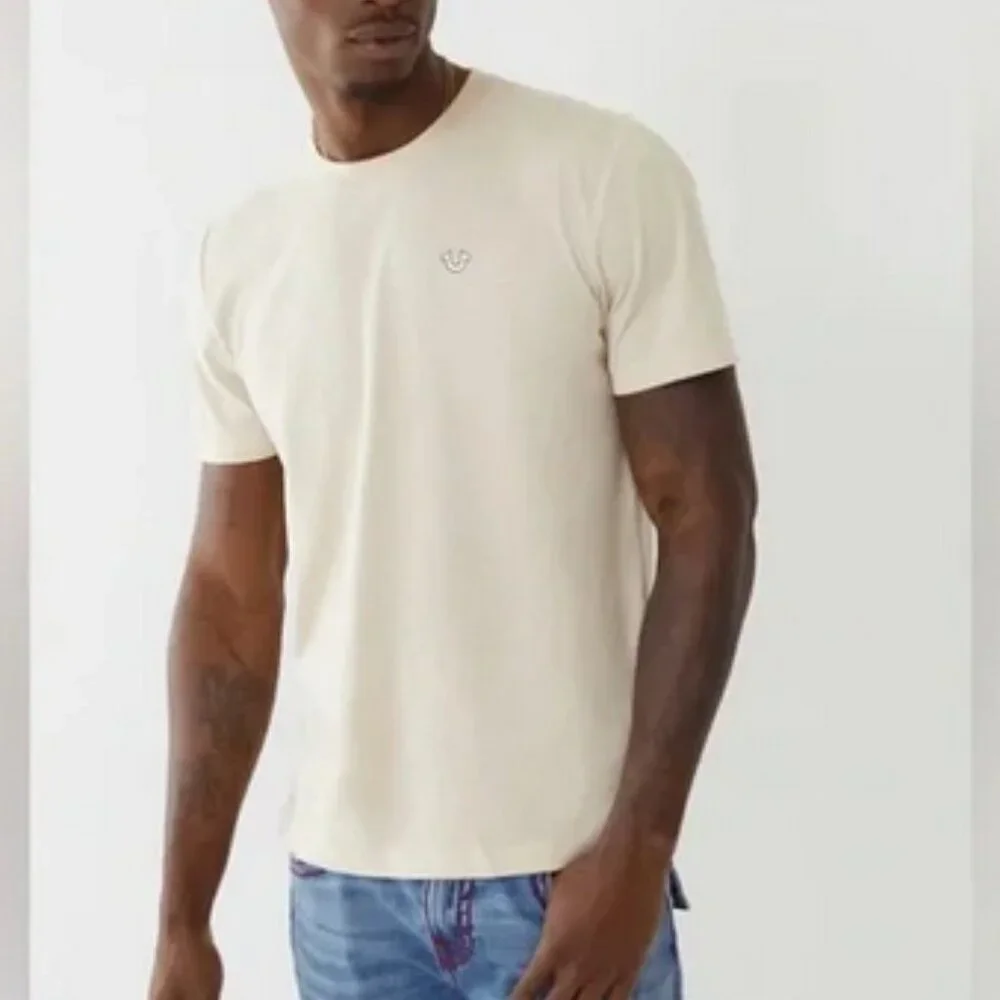 TRUE RELIGION cream Buddha logo tee, Medium.